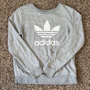 Adidas Heather Gray Crewneck with White Logo